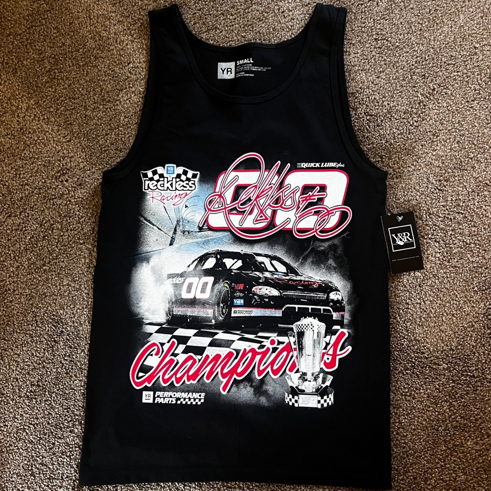 Young &‎ Reckless Racing Graphic Tank Top Quick Lube Champions Men's Black Small